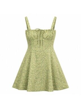 RIHOAS Green Floral Fit & Flare Dress Size Large
